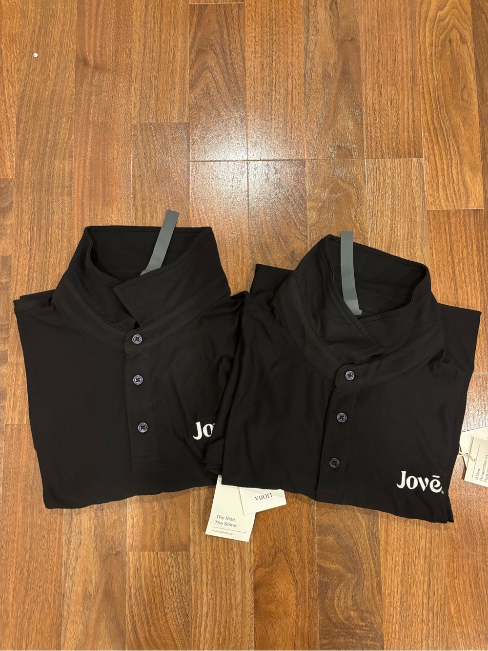 NWT Vuori Strato Tech Polo Black BUNDLE OF 2 Men's size XL Company Embroidered